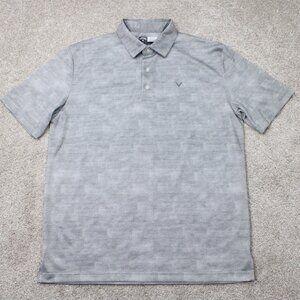 Callaway Opti-Dri Polo Shirt Mens Medium Gray Geometric Golf Short Sleeve